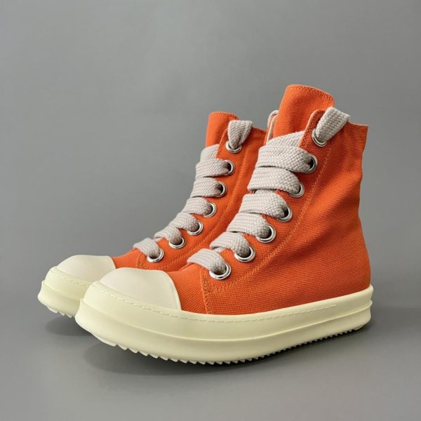 repliche,replica,perfette,siti di,affidabili,migliori siti,dove comprare,1:1,scarpe da ginnastica Scarpe alte in tela arancione RickOwens DRKSHDW con lacci spessi (1HINO)