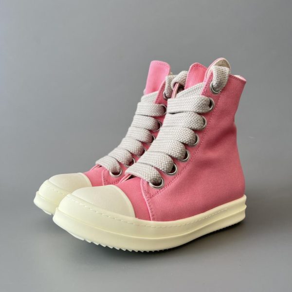 repliche,replica,perfette,siti di,affidabili,migliori siti,dove comprare,1:1,scarpe da ginnastica Scarpe alte in tela rosa RickOwens DRKSHDW con lacci spessi (BT5FT)
