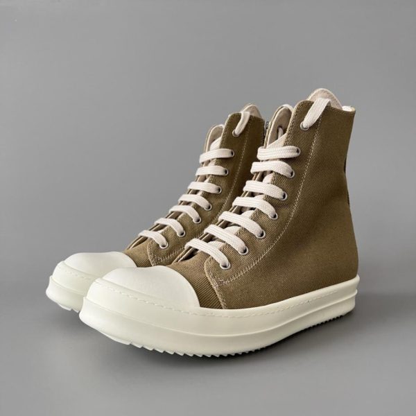 repliche,replica,perfette,siti di,affidabili,migliori siti,dove comprare,1:1,scarpe da ginnastica Rick Owens DRKSHDW Classic Khaki Canvas High-Top Lace-up White (63BDF)