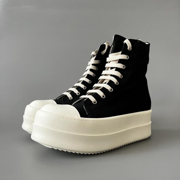 repliche,replica,perfette,siti di,affidabili,migliori siti,dove comprare,1:1,scarpe da ginnastica Rick Owens DRKSHDW Classic Canvas High-Top con lacci e suola spessa, bianco (NBF1R)