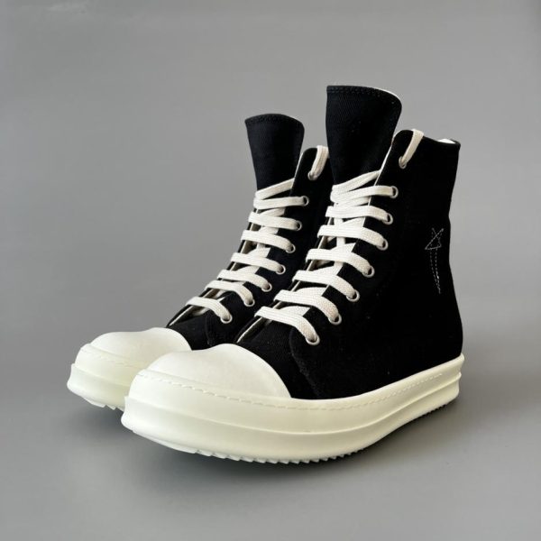 repliche,replica,perfette,siti di,affidabili,migliori siti,dove comprare,1:1,scarpe da ginnastica Rick Owens DRKSHDW Classic Canvas High-Top con lacci e stella a cinque punte ricamata (Y93FY)