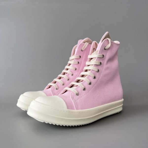 repliche,replica,perfette,siti di,affidabili,migliori siti,dove comprare,1:1,scarpe da ginnastica Rick Owens DRKSHDW Classic Pink Canvas High-Top Lace-up White Top (G50VI)