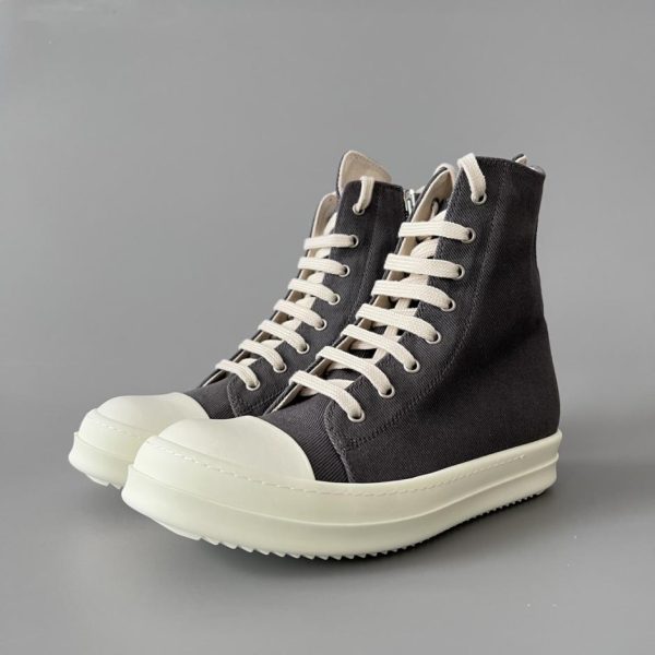 repliche,replica,perfette,siti di,affidabili,migliori siti,dove comprare,1:1,scarpe da ginnastica Rick Owens DRKSHDW Classic Dark Grey Canvas High-Top Lace-up White Top (UBN2B)