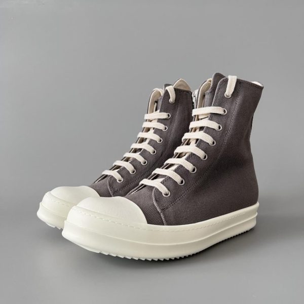 repliche,replica,perfette,siti di,affidabili,migliori siti,dove comprare,1:1,scarpe da ginnastica Rick Owens DRKSHDW Classic Grey Canvas High-Top Lace-up White Top (C432J)