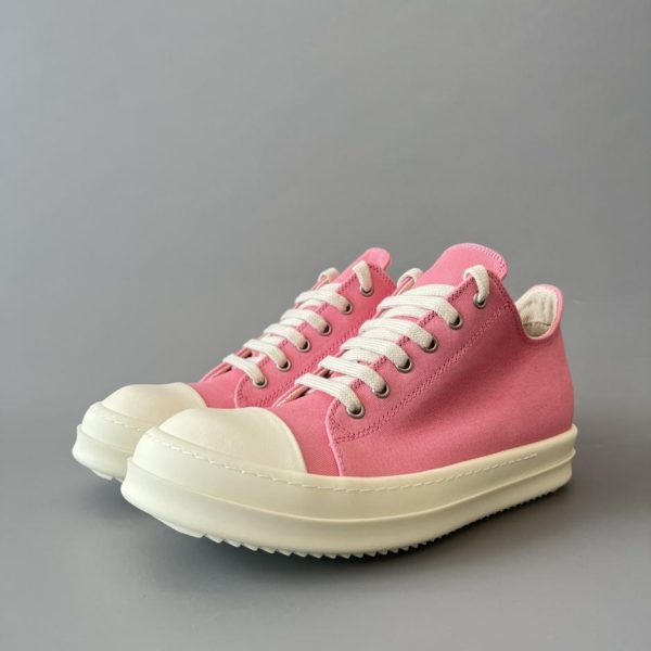 repliche,replica,perfette,siti di,affidabili,migliori siti,dove comprare,1:1,scarpe da ginnastica Rick Owens DRKSHDW Classic Pink Canvas Low-Top Lace-up White Top (XCVT2)