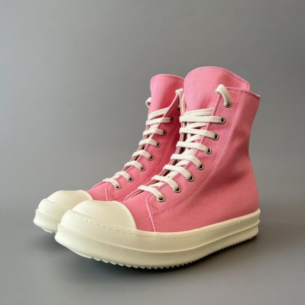 repliche,replica,perfette,siti di,affidabili,migliori siti,dove comprare,1:1,scarpe da ginnastica Rick Owens DRKSHDW Classic Pink Canvas High-Top Lace-up White Top (1KA1I)