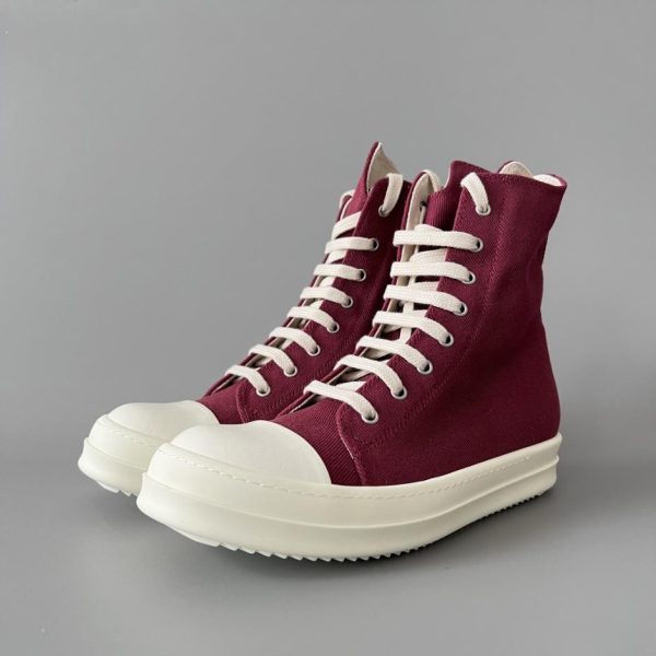 repliche,replica,perfette,siti di,affidabili,migliori siti,dove comprare,1:1,scarpe da ginnastica Rick Owens DRKSHDW Classic Burgundy Canvas High-Top Lace-up White Head (COTRN)