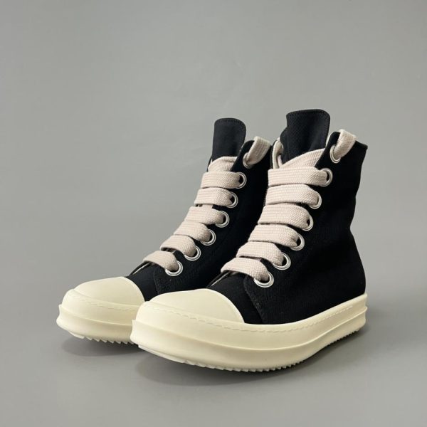 repliche,replica,perfette,siti di,affidabili,migliori siti,dove comprare,1:1,scarpe da ginnastica Scarpe alte in twill nero RickOwens DRKSHDW con lacci spessi (GXLB3)