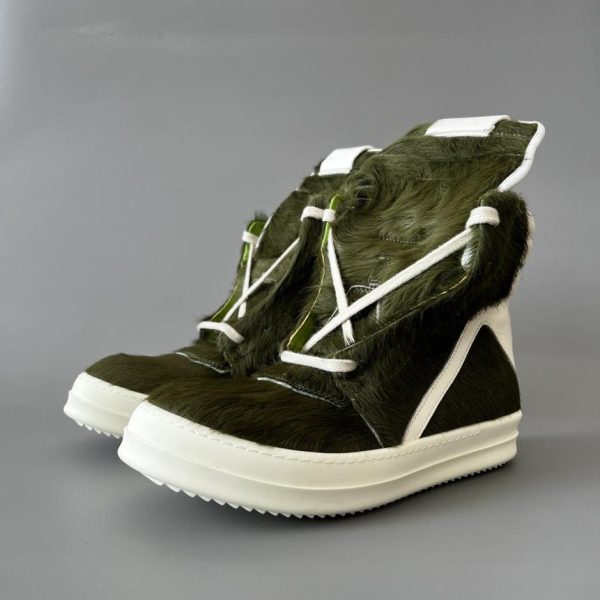 repliche,replica,perfette,siti di,affidabili,migliori siti,dove comprare,1:1,scarpe da ginnastica Triangolo invertito Rick Owens in crine di cavallo verde scuro e bianco (1WL43)
