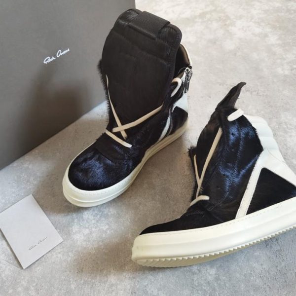 repliche,replica,perfette,siti di,affidabili,migliori siti,dove comprare,1:1,scarpe da ginnastica Rick Owens Triangolo invertito bianco con crine di cavallo nero (3NLMS)