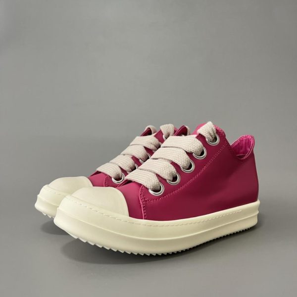 repliche,replica,perfette,siti di,affidabili,migliori siti,dove comprare,1:1,scarpe da ginnastica Rick Owens Stivaletti bassi stringati in pelle rosso rosa con grandi perforazioni (3JOZK)