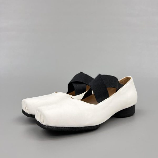 repliche,replica,perfette,siti di,affidabili,migliori siti,dove comprare,1:1,scarpe da ginnastica Ballerine con punta quadrata UMA WANG, bianche e nere (D0XO5)