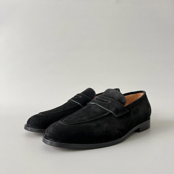 Mocassini slip-on da uomo Loro Piana Sergio in pelle di vitello con punta tonda (02UZ5)