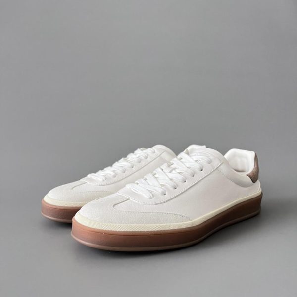 repliche,replica,perfette,siti di,affidabili,migliori siti,dove comprare,1:1,scarpe da ginnastica Sneakers basse con punta tonda e lacci in pelle Loro Piana, bianche, unisex (5VDEH)