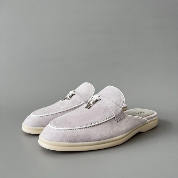 Loro Piana Round Toe Low-Top Half-Trailer Viola-Grigio (633QY)