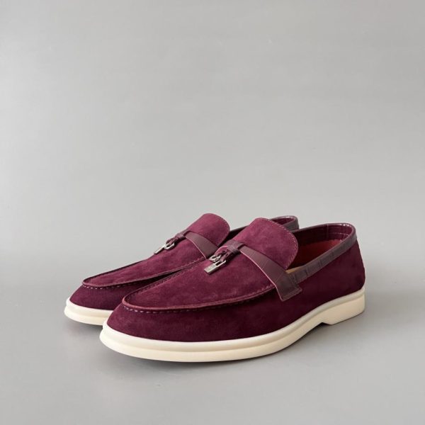 Mocassini da donna Loro Piana con punta tonda e motivo coccodrillo, modello slip-on basso (FJYI9)