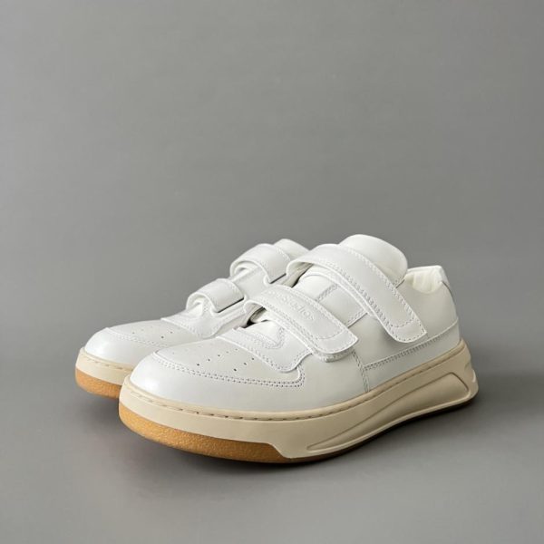repliche,replica,perfette,siti di,affidabili,migliori siti,dove comprare,1:1,scarpe da ginnastica Scarpe casual basse con lacci e punta tonda in pelle con velcro di Acne Studios, bianche, da donna (80F97)