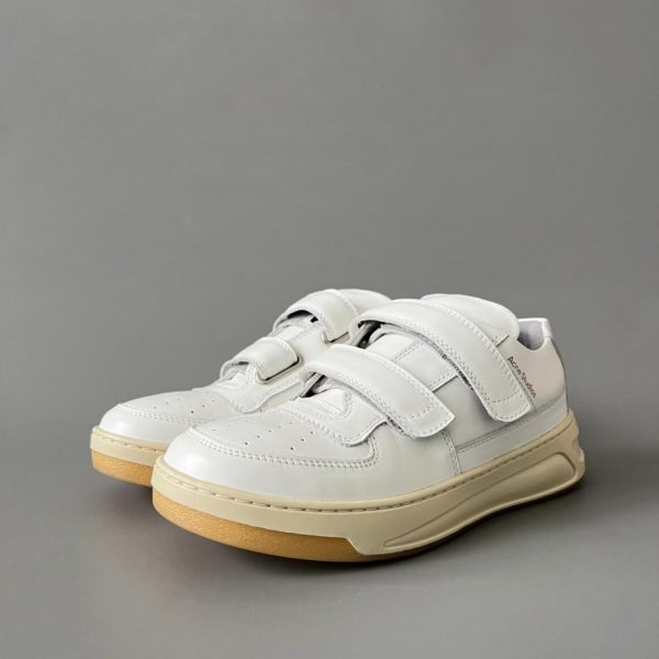 repliche,replica,perfette,siti di,affidabili,migliori siti,dove comprare,1:1,scarpe da ginnastica Scarpe casual basse con lacci e punta tonda in pelle con velcro di Acne Studios, bianche, unisex (GRB8M)