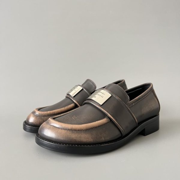 repliche,replica,perfette,siti di,affidabili,migliori siti,dove comprare,1:1,scarpe da ginnastica Mocassini con punta tonda e logo Acne Studios in pelle di vitello, marrone, da donna (V9L4G)