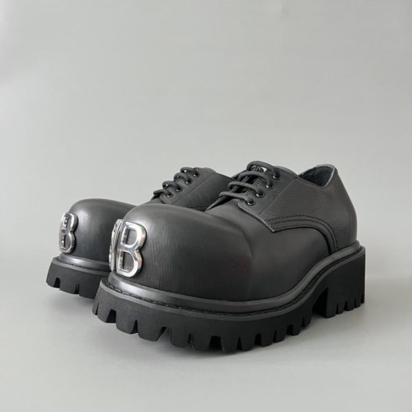 repliche,replica,perfette,siti di,affidabili,migliori siti,dove comprare,1:1,scarpe da ginnastica Scarpe stringate con punta tonda in pelle Balenciaga Stomper, da uomo, nere (BNTFG)