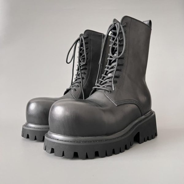 repliche,replica,perfette,siti di,affidabili,migliori siti,dove comprare,1:1,scarpe da ginnastica Stivaletti alla caviglia con cerniera e punta tonda in pelle Balenciaga Stomper da uomo (ULGQE)
