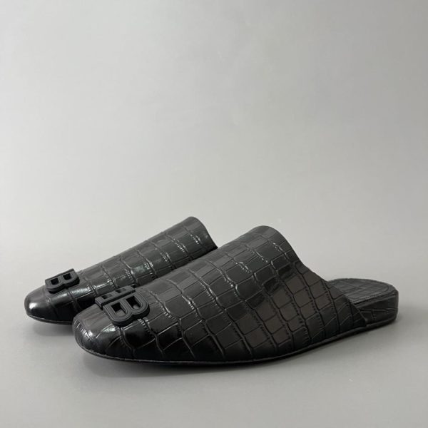 repliche,replica,perfette,siti di,affidabili,migliori siti,dove comprare,1:1,scarpe da ginnastica Sandali alla moda slip-on in pelle con motivo coccodrillo Balenciaga, neri (MZTBV)