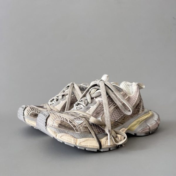 Scarpe basse Balenciaga 3XL in mesh con lacci e suola spessa e effetto consumato (4SEUO)