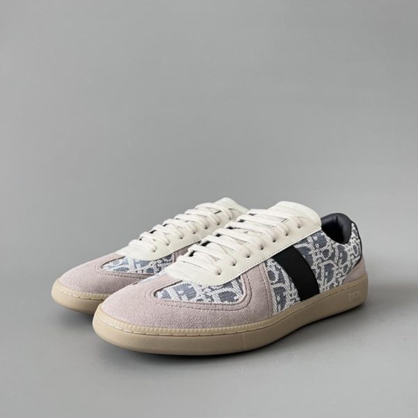 Sneakers basse con punta tonda e lacci DIOR B01 Matchpoint in pelle beige e grigio, unisex (KAN5S)