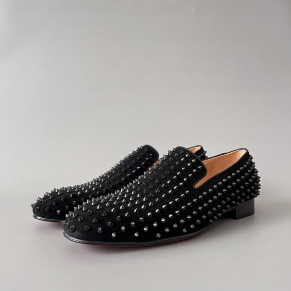 repliche,replica,perfette,siti di,affidabili,migliori siti,dove comprare,1:1,scarpe da ginnastica Christian Louboutin, eleganti scarpe casual slip-on da uomo con borchie, nere (UO22J)