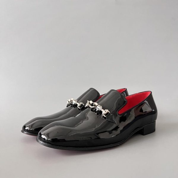repliche,replica,perfette,siti di,affidabili,migliori siti,dove comprare,1:1,scarpe da ginnastica Mocassini da uomo Christian Louboutin in pelle di vacchetta, neri, con punta tonda e comodo design slip-on. (DMN7H)