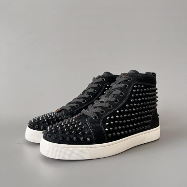 repliche,replica,perfette,siti di,affidabili,migliori siti,dove comprare,1:1,scarpe da ginnastica Sneakers alte Christian Louboutin Lou Spikes, tutte nere con borchie (IA916)
