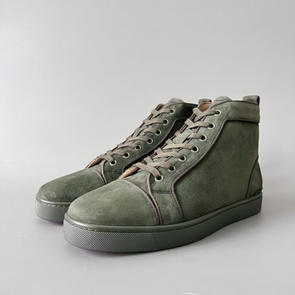 Sneakers alte Christian Louboutin Lou Spikes, verde scuro (D963B)