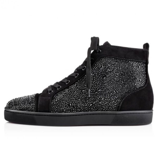repliche,replica,perfette,siti di,affidabili,migliori siti,dove comprare,1:1,scarpe da ginnastica Sneakers alte Christian Louboutin Lou Spikes, nere con strass (L3YEK)