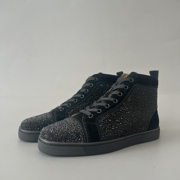 repliche,replica,perfette,siti di,affidabili,migliori siti,dove comprare,1:1,scarpe da ginnastica Sneakers alte Christian Louboutin Lou Spikes, nere con strass (RQ5XS)