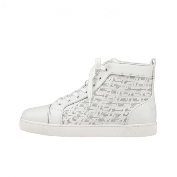 repliche,replica,perfette,siti di,affidabili,migliori siti,dove comprare,1:1,scarpe da ginnastica Sneakers alte Christian Louboutin Lou Spikes, motivo a scacchi bianchi (0UQ71)