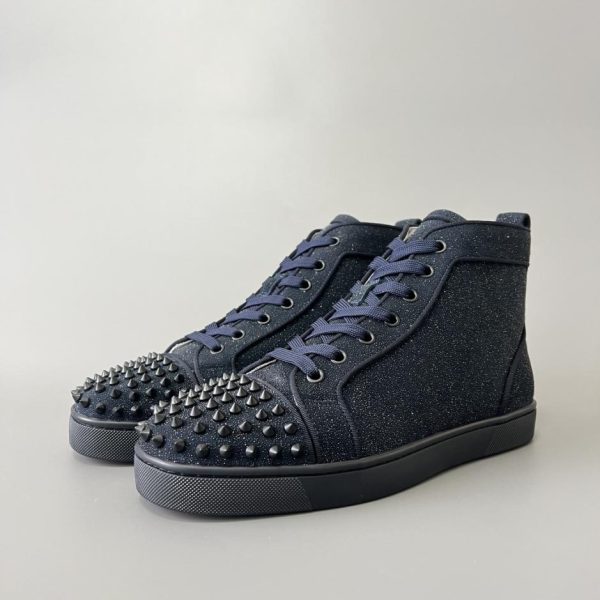 repliche,replica,perfette,siti di,affidabili,migliori siti,dove comprare,1:1,scarpe da ginnastica Sneakers alte Christian Louboutin Lou Spikes con punta borchiata blu scuro (VQE1H)