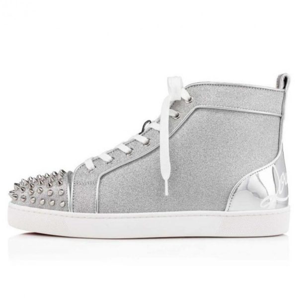 repliche,replica,perfette,siti di,affidabili,migliori siti,dove comprare,1:1,scarpe da ginnastica Sneakers alte Christian Louboutin Lou Spikes con borchie argento metallizzato (QZ5ME)
