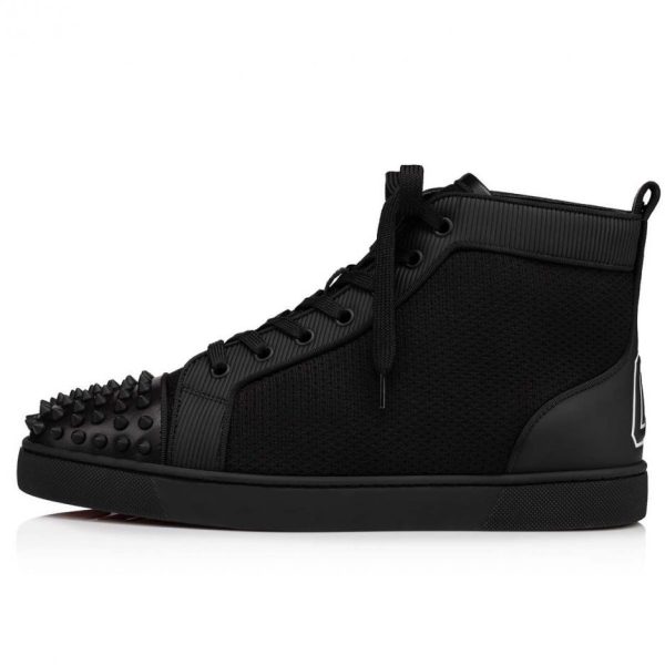 repliche,replica,perfette,siti di,affidabili,migliori siti,dove comprare,1:1,scarpe da ginnastica Christian Louboutin Lou Spikes Sneakers alte, nere con borchie (QB5AT)