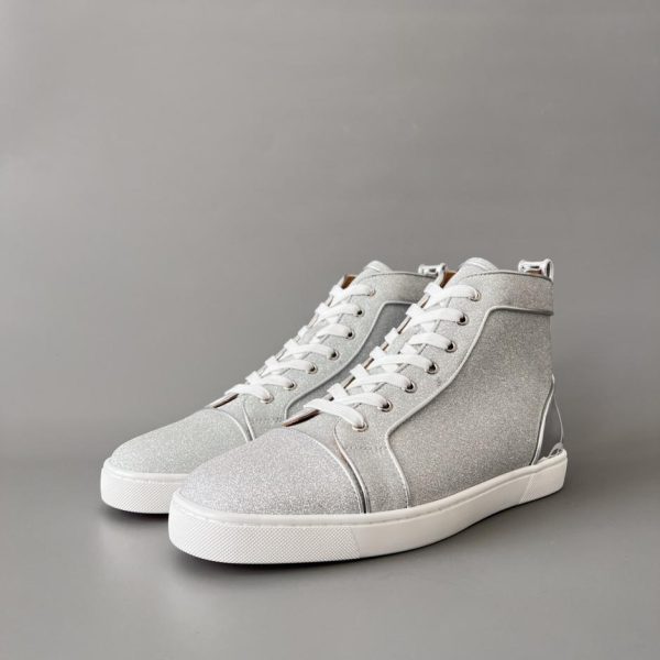repliche,replica,perfette,siti di,affidabili,migliori siti,dove comprare,1:1,scarpe da ginnastica Sneakers alte Christian Louboutin Lou Spikes in glitter argento (2U5IT)