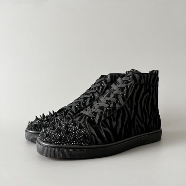 repliche,replica,perfette,siti di,affidabili,migliori siti,dove comprare,1:1,scarpe da ginnastica Sneakers alte Christian Louboutin Lou Spikes con stampa leopardata nera e borchie (QJYAW)