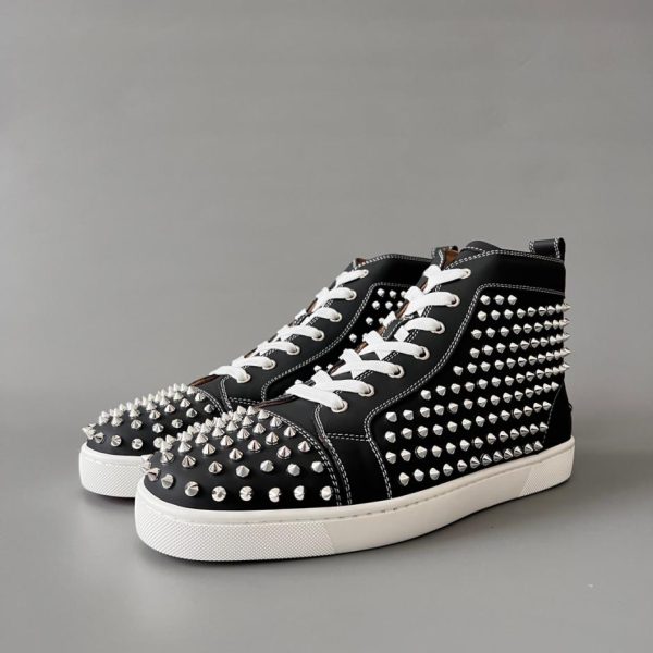 repliche,replica,perfette,siti di,affidabili,migliori siti,dove comprare,1:1,scarpe da ginnastica Sneakers alte Christian Louboutin Lou Spikes con borchie nere e argento (NIJ7Z)