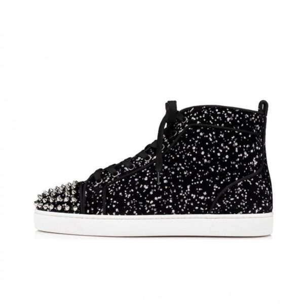 repliche,replica,perfette,siti di,affidabili,migliori siti,dove comprare,1:1,scarpe da ginnastica Sneakers alte Christian Louboutin Lou Spikes con borchie glitterate nere (RKY4G)