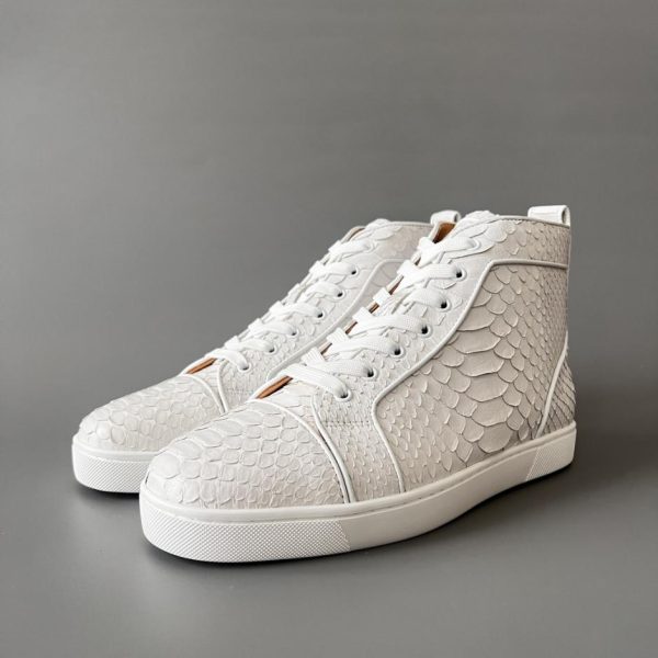 repliche,replica,perfette,siti di,affidabili,migliori siti,dove comprare,1:1,scarpe da ginnastica Christian Louboutin Lou Spikes High-Top in pitone bianco (1TO6J)