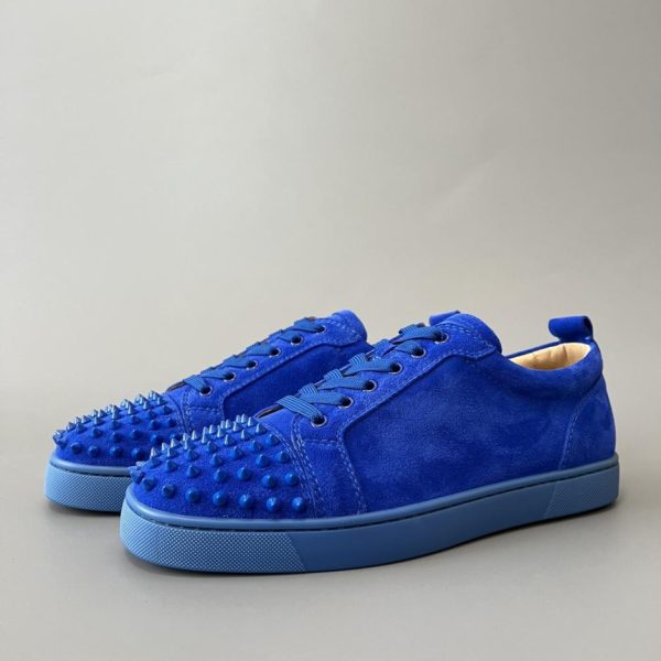 repliche,replica,perfette,siti di,affidabili,migliori siti,dove comprare,1:1,scarpe da ginnastica Sneakers basse con borchie Christian Louboutin Louis Junior Spikes, blu (XEGMX)