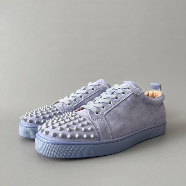 repliche,replica,perfette,siti di,affidabili,migliori siti,dove comprare,1:1,scarpe da ginnastica Sneakers basse con borchie Christian Louboutin Louis Junior Spikes in blu polvere (T1A2C)