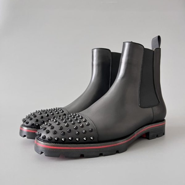 repliche,replica,perfette,siti di,affidabili,migliori siti,dove comprare,1:1,scarpe da ginnastica Stivaletti Chelsea Christian Louboutin, pelle di vitello nera con borchie (FDQEF)