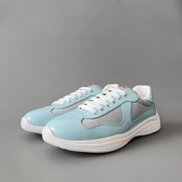 repliche,replica,perfette,siti di,affidabili,migliori siti,dove comprare,1:1,scarpe da ginnastica PRADA Scarpe casual basse con punta tonda e lacci da uomo, grigio-blu (YCSXF)