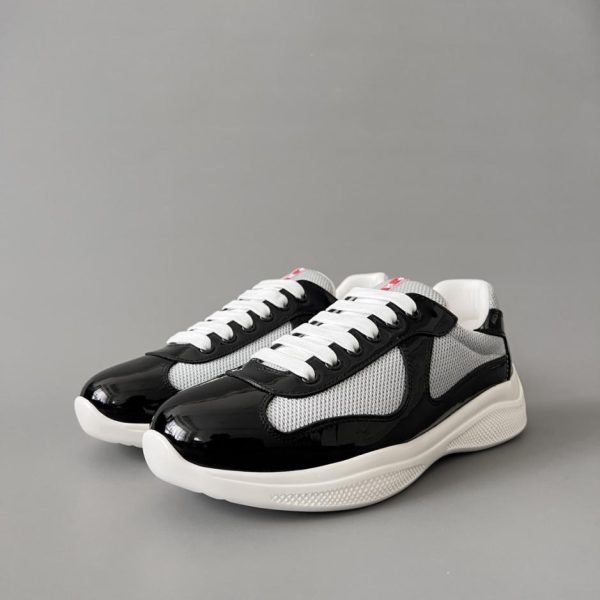 repliche,replica,perfette,siti di,affidabili,migliori siti,dove comprare,1:1,scarpe da ginnastica PRADA Scarpe casual basse con lacci e punta tonda da uomo, nero/grigio (64I7S)