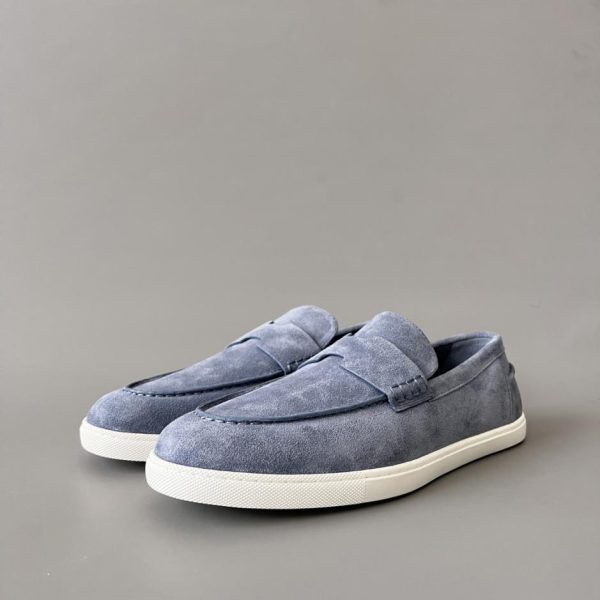 repliche,replica,perfette,siti di,affidabili,migliori siti,dove comprare,1:1,scarpe da ginnastica Mocassini slip-on con punta tonda in pelle di vitello HERMES Job Job, scarpe casual da uomo, blu nebbia (WBAEL)
