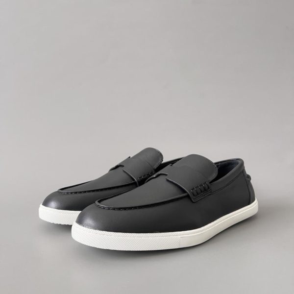 repliche,replica,perfette,siti di,affidabili,migliori siti,dove comprare,1:1,scarpe da ginnastica Mocassini slip-on con punta tonda in pelle di vitello HERMES Job Job, scarpe casual da uomo, colore nero (R3RWM)